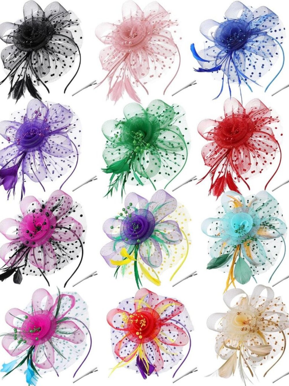 12 Pcs Fascinator Hats for Women | Tea Party & Derby Headwear Accessories